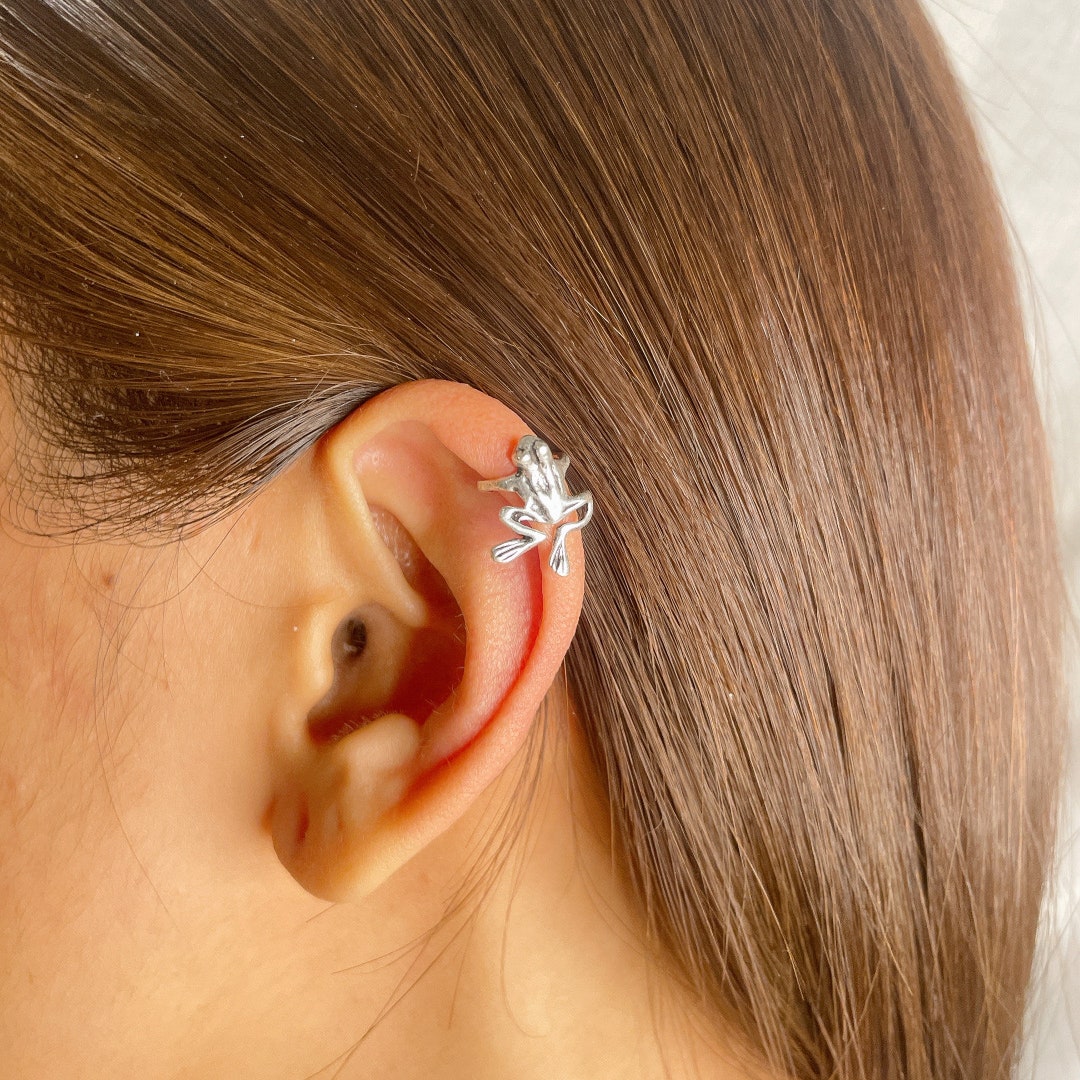 Frog Ear Cuff Sterling Silver Frog Ear Climber No Piercing Etsy