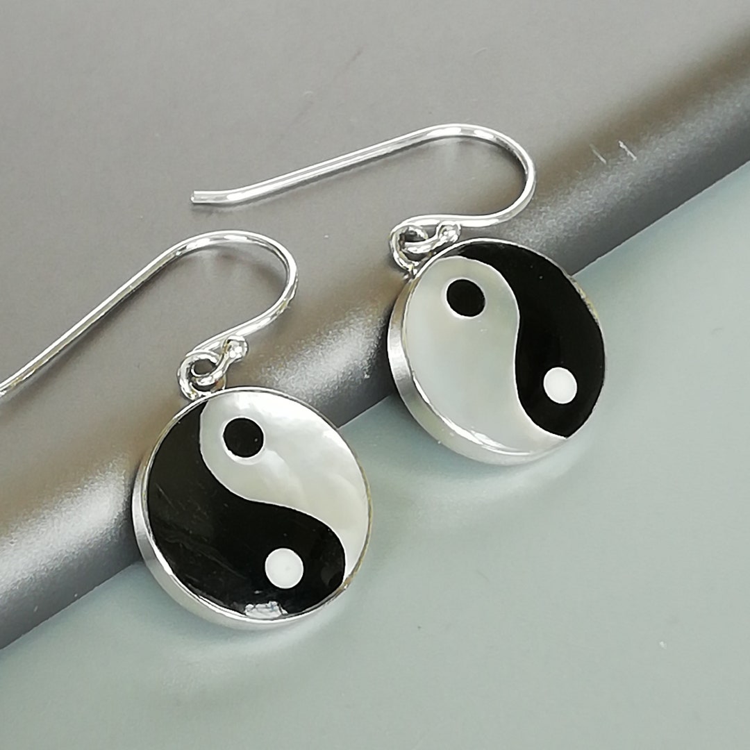Yin Yang Ear Danglers Sterling Silver Earrings Wanderlust Etsy