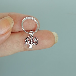 Tree of life charm hoops | Sterling silver hoop earrings | 14mm ear hoops | Wanderlust charm | Bohemian jewelry | Good luck hoops | E818