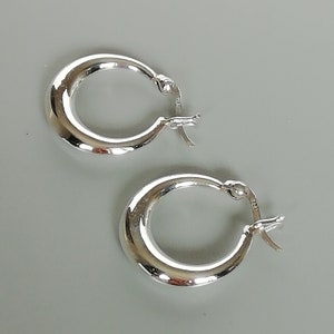 Halbmond Creolen | 20 mm Sterling Silber Creolen | Silber Creolen | Ohrlöcher | Minimalistische Creolen | Gypsy Ohrreifen | E249