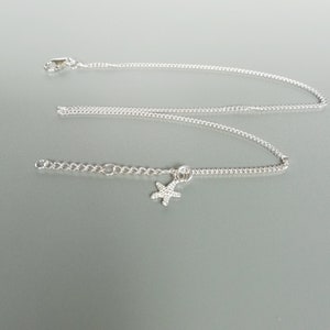 Sterling silver chain anklet Silver anklet with star fish charm Bohemian anklet Feet jewelry Simple foot jewelry ASNT image 4