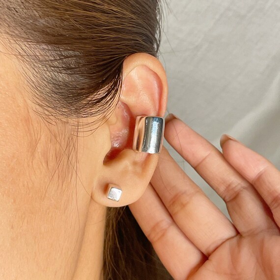 Sterling Silver Tube Ear Cuff | Chunky Ear Wrap | Wide Helix Sterling Silver Tube Ear Cuff | Chunky Ear Wrap | Wide Helix