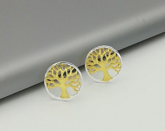 生命の樹スタッドピアス｜スタッドピアス｜金と銀の樹｜シルバージュエリー｜シルバーアクセサリー｜シルバーイヤースタッド｜E14