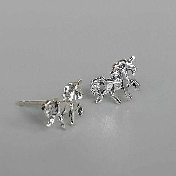 Unicorn Ear Studs | Silver Unicorn Earrings | Piercing Ear