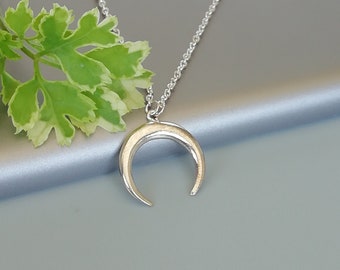 Sterling silver crescent charm necklace | Celestial pendant | Silver necklace | Moon phase charm | Minimalist jewelry | Gift necklace | NSL