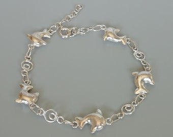 Silver dolphin chain bracelet | Chain bracelet | Wrist jewelry | Sterling silver bracelet | Sea lovers jewelry | BS