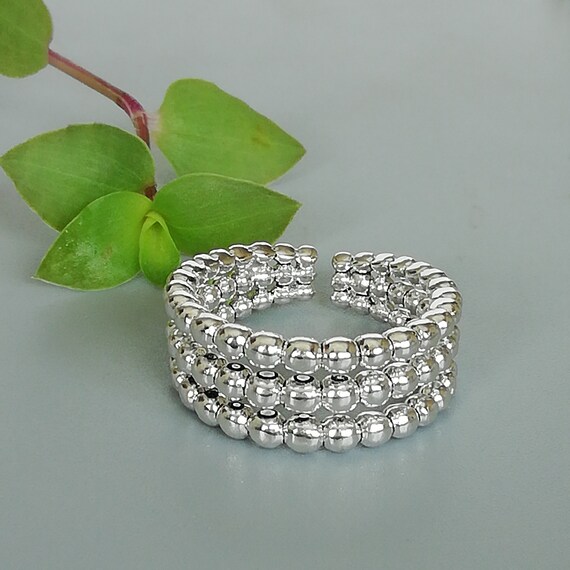 Sterling Silver Balls Ring Three Band Ring Unisex Ring - Etsy