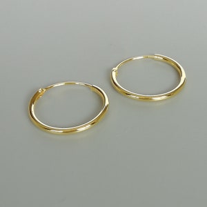 Gold hoop earrings 18 mm gold plated hoops Gold hoops Endless ear hoops Silver jewelry Minimalist jewelry ERIL image 1