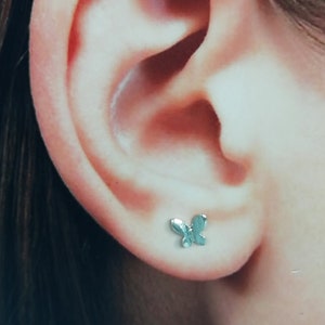 Sterling silver butterfly earrings | Butterfly ear studs | Boho earrings | Delicate earrings | Silver jewelry | Unisex ear studs | E534