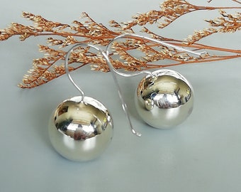 Sterling silver chunky 18mm ball earrings | Sphere ear danglers | 925 silver | Pretty gift | Dot earrings | Minimalist jewelry | ESTAR