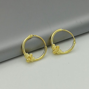 Small gold hoops | 12 mm hoops | Bali gold ear hoops | Silver wire work hoops | Ethnic hoops | Ear piercings | Minimalist hoops | E57