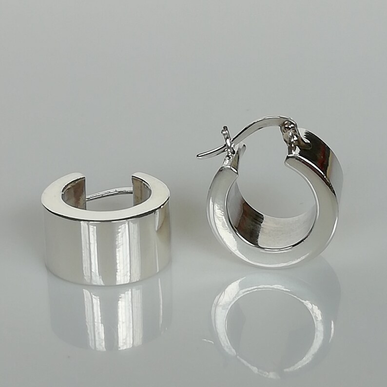 Chunky silver earrings hoops Clearance