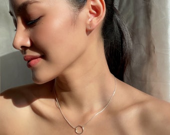 Circle charm necklace | Sterling silver necklace | Circle of life necklace | Simple necklace | Minimalist jewelry | Gift necklace | NSF