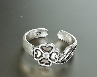 Flower Toe Ring Silver Toe Ring Boho Tiny Ring Adjustable - Etsy