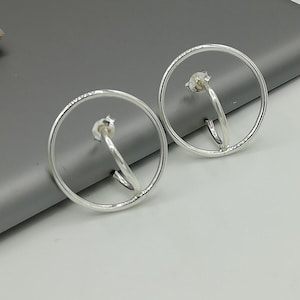 Circle in circle hoops | Round silver hoops | Bohemian jewelry | Silver earrings | Sterling silver | Ear hoop | Gift earrings | E111