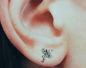 Tiny Frog Earrings Sterling Silver Frog Ear Studs Bohemian
