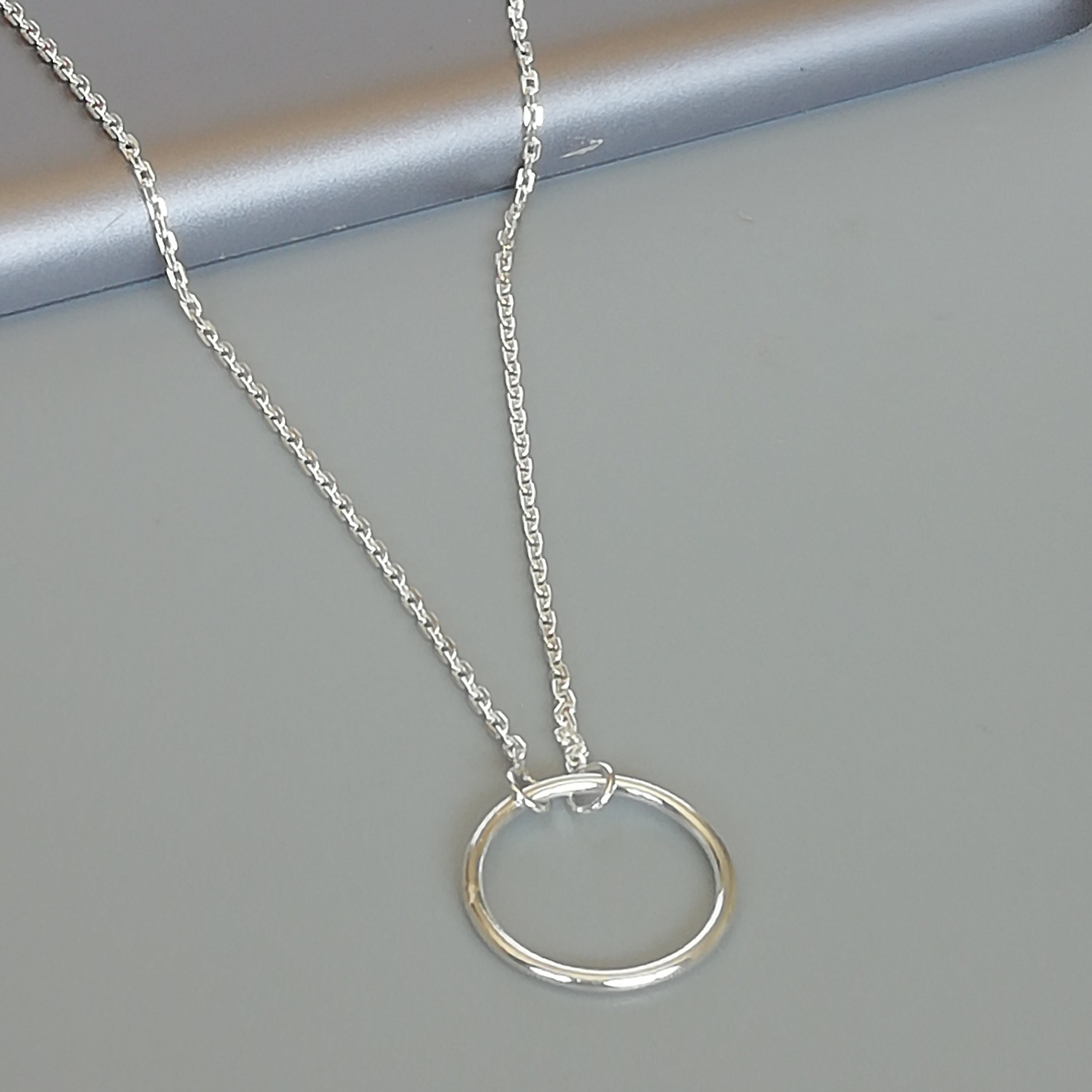 Circle charm necklace Sterling silver necklace Circle of Etsy