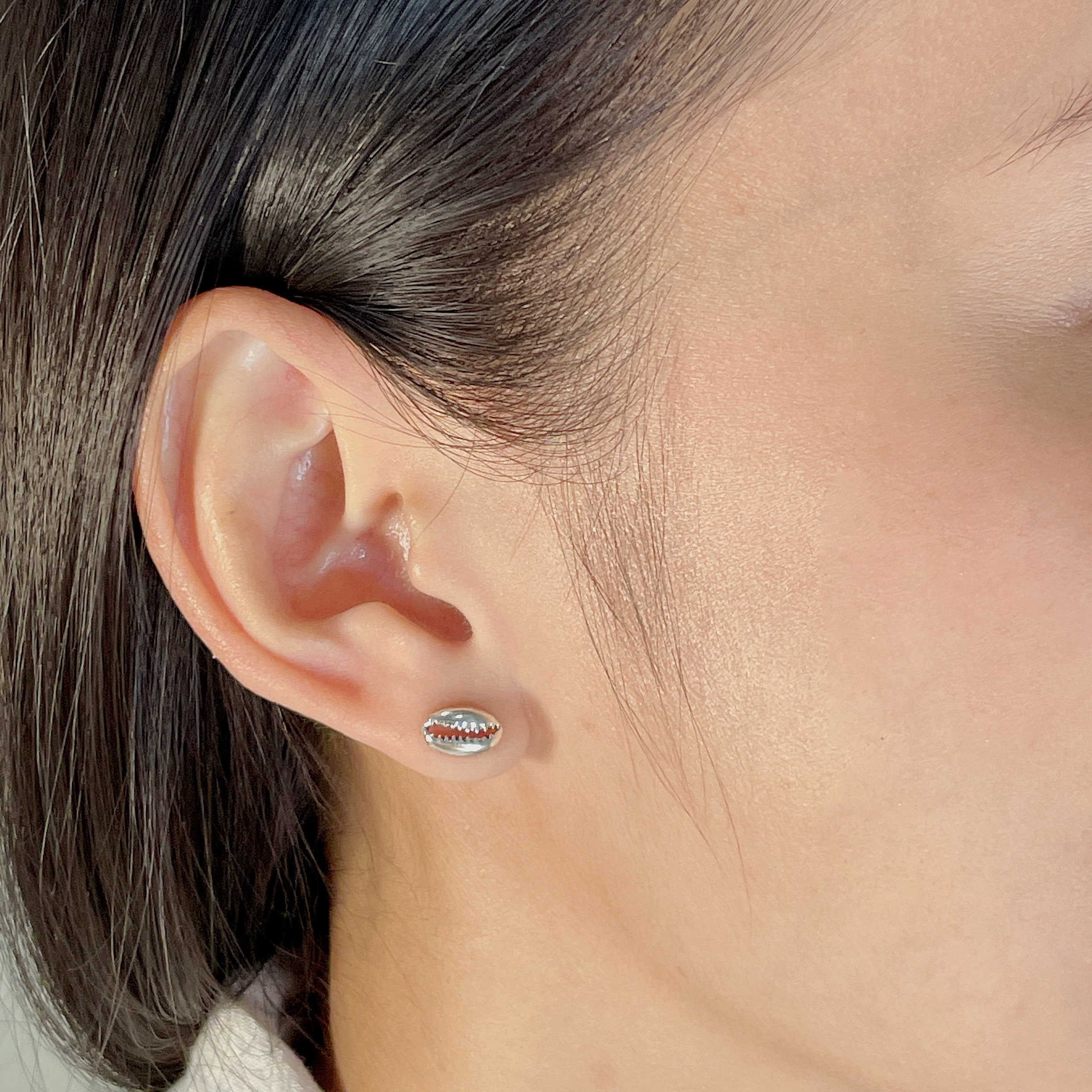 Sterling Silver Cowrie Ear Studs | Tiny Shell Earrings