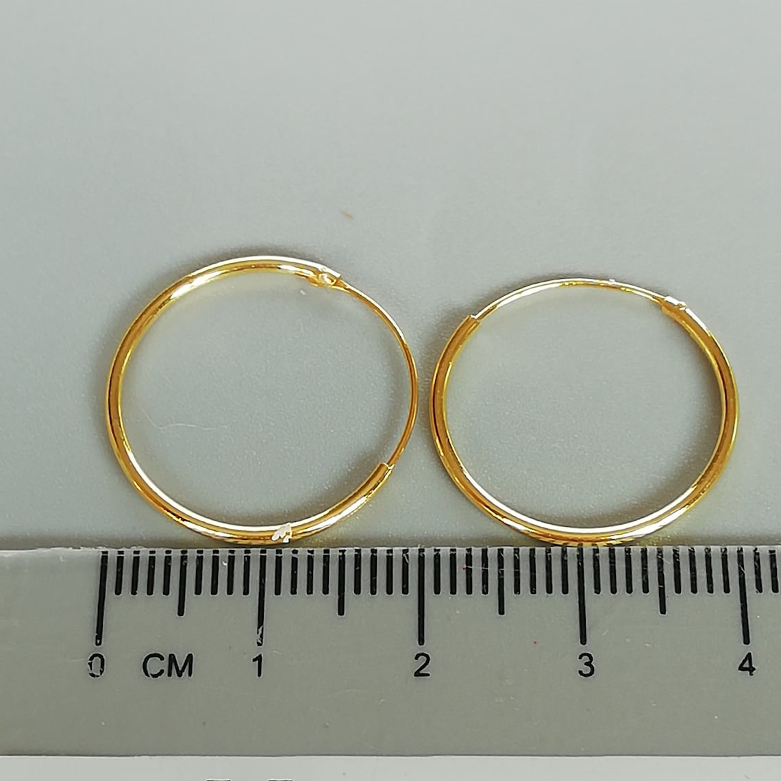 Gold Hoop Earrings 20 Mm Gold Plated Hoops Endless Ear Etsy