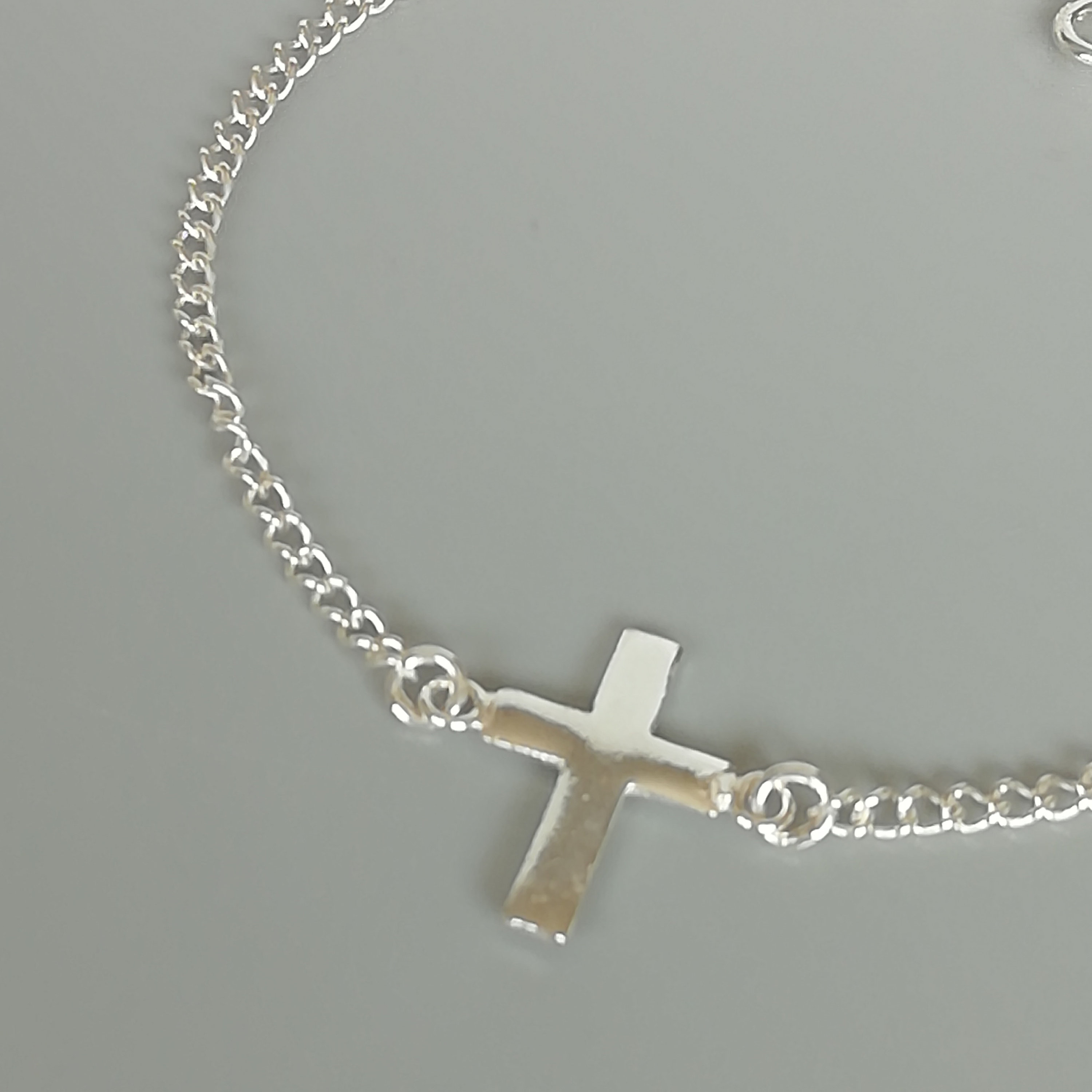 Cross bracelet Sterling silver charm bracelet Religious Etsy