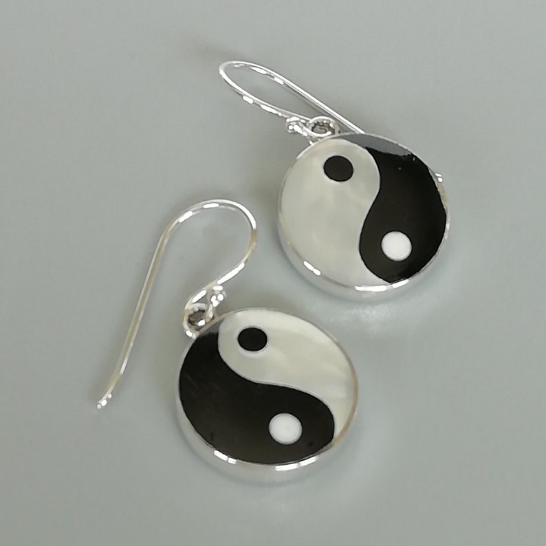 Yin Yang Ear Danglers Sterling Silver Earrings Wanderlust Etsy