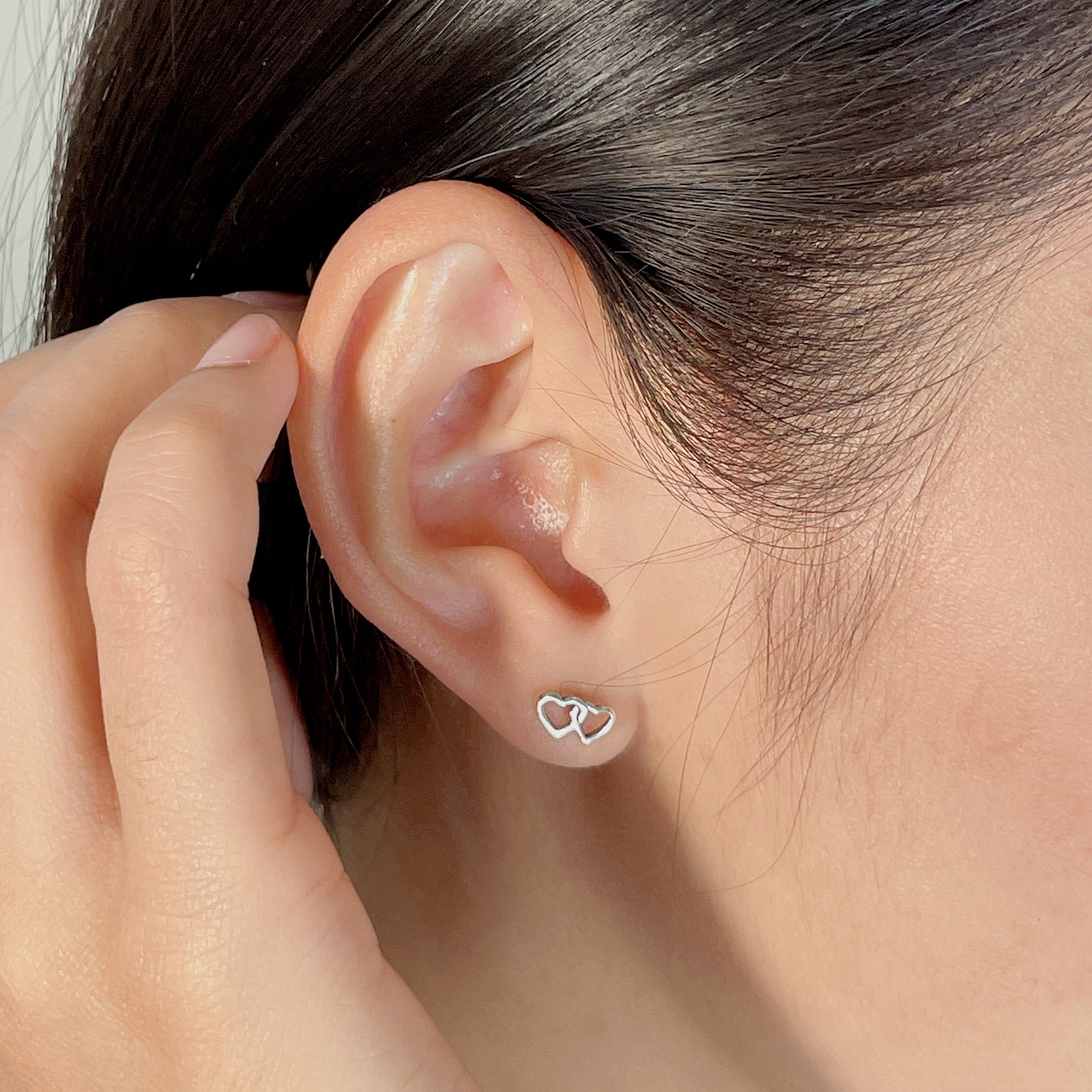 Pendientes Asimétricos De Anillo De Plata Esterlina Hipoalergénicos Uno De Un Tipo - España