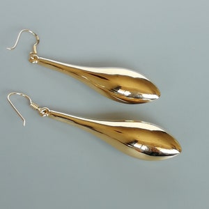 Gold tear drop dangler | Long bauble gold earrings | Gold earrings | Sterling silver jewelry | Pretty gold earrings |  ERNB