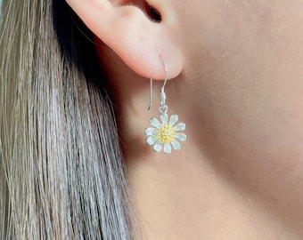 Orecchini A Fiore Di Margherita In Argento 925 E Oro Rosa – Con Zirconia Cubica 5A, Chiusura A Passeggino, Gioiello Floreale Donna - 4