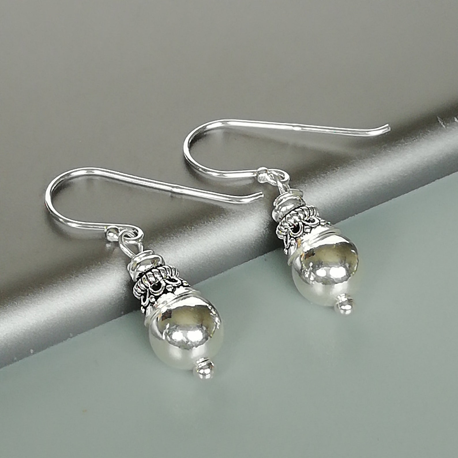 Ball Danglers Earrings - Silver main image 1
