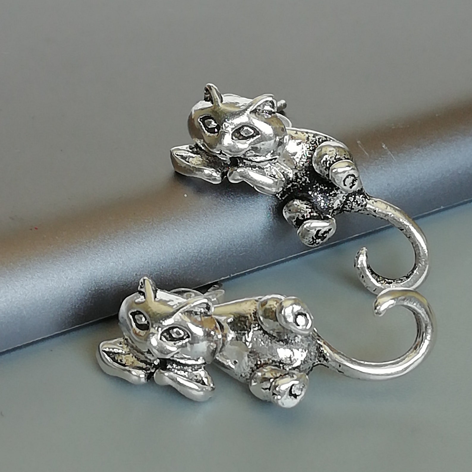 Sterling Silver Cat Ear Jacket Double Side Cat Ear Cuff Etsy