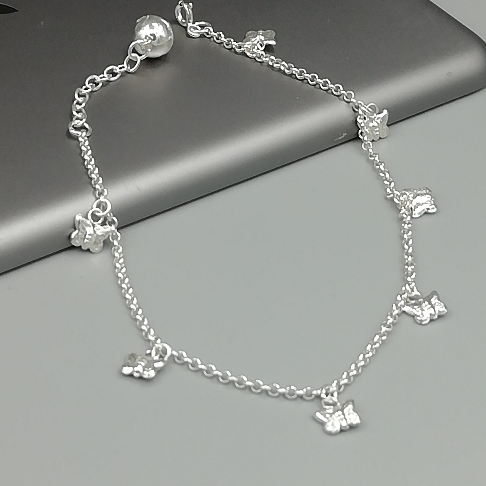 Sterling Silver Butterfly Charm Anklet Charm Anklet Silver Etsy