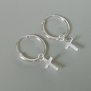 Sterlingzilveren kruisbedelringen | Bedel oorringen | Oorringen van 12 mm | Multifunctionele bedel | Zilveren oorringen | Boho-sieraden | E350