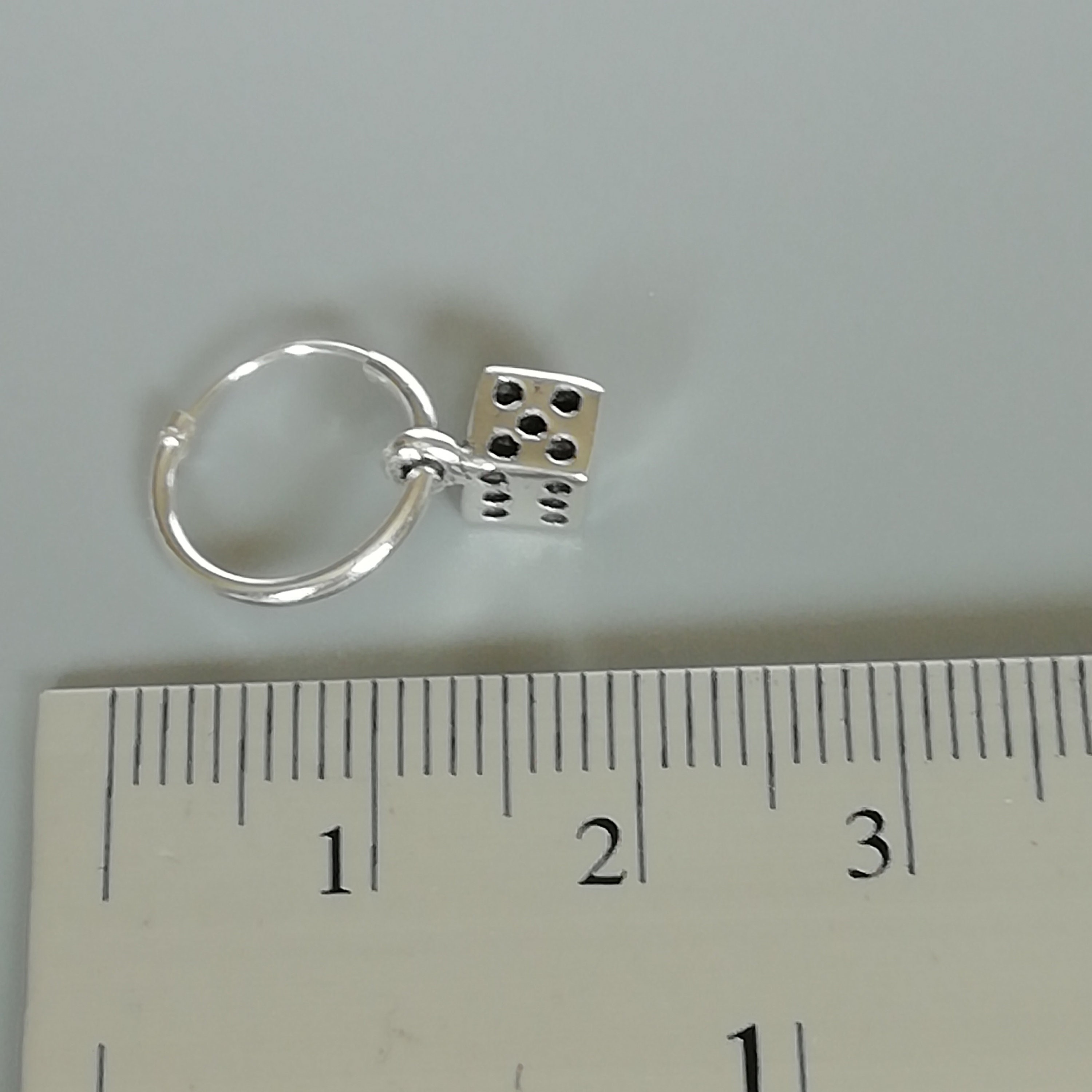 Sterling silver dice charm hoops Charm hoop earrings 12mm Etsy