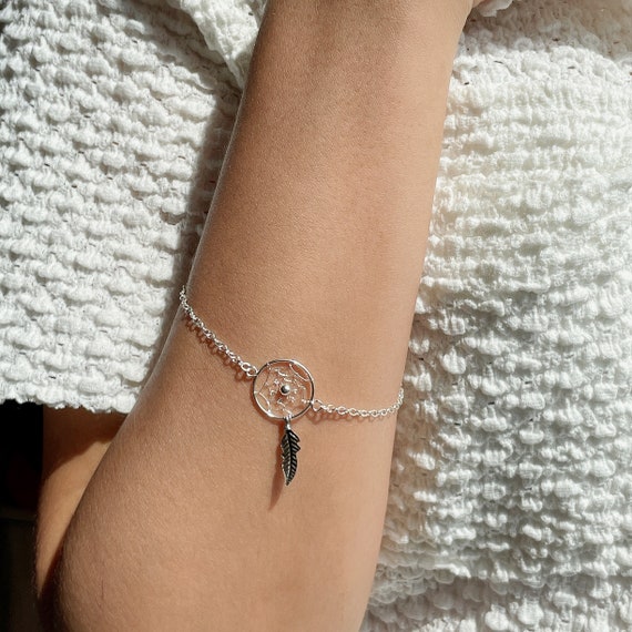 Bracciale Acchiappasogni In Argento 925 Con Turchesi - Regolabile, Gioiello Bohémien Donna