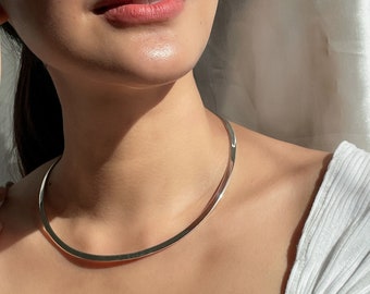 Sterling silver neck torque | Neck choker | Silver necklace | 4mm Neck band | Minimalist jewelry | Casual necklace | Collar Band | NSC