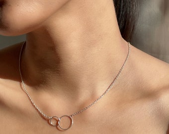Circle in circle necklace | Sterling silver necklace | Circle of life necklace | Circles charm | Minimalist jewelry | Gift necklace | NC