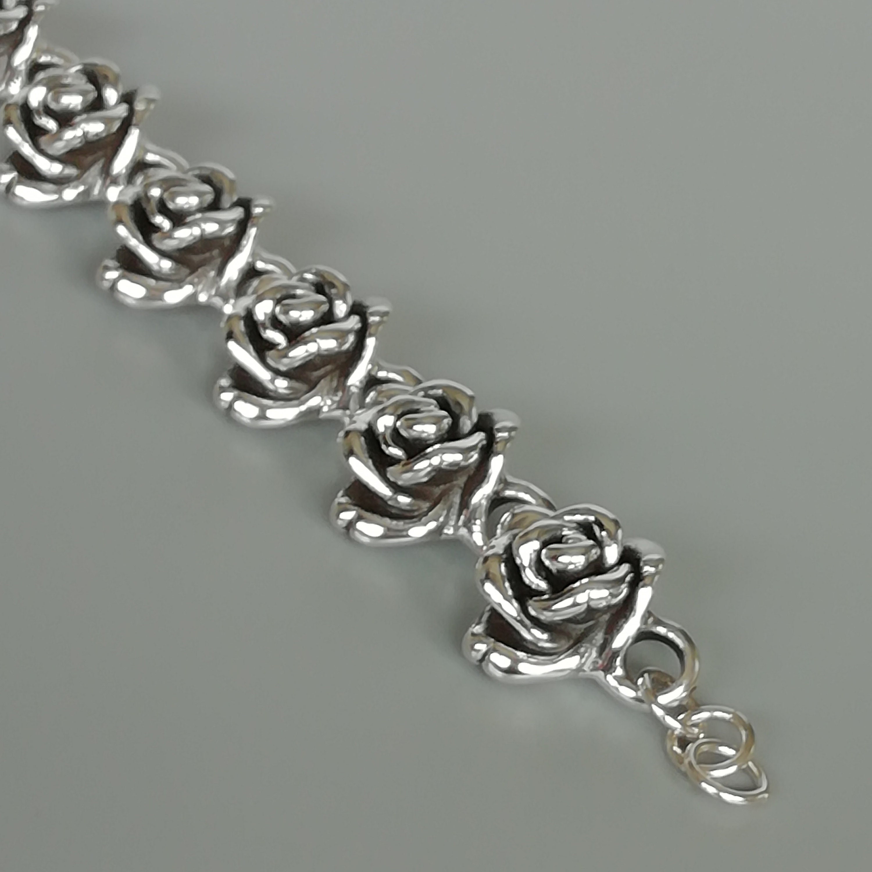 Sterling silver rose bracelet Electroformed silver bracelet Etsy