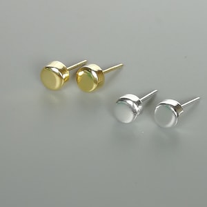 Set of gold and silver solid round earrings | Sterling silver dot ear studs | Earring set | Small ear studs | E425gs