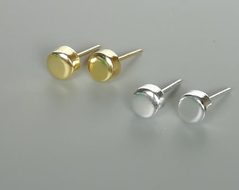 Set of gold and silver solid round earrings | Sterling silver dot ear studs | Earring set | Small ear studs | EANBgs