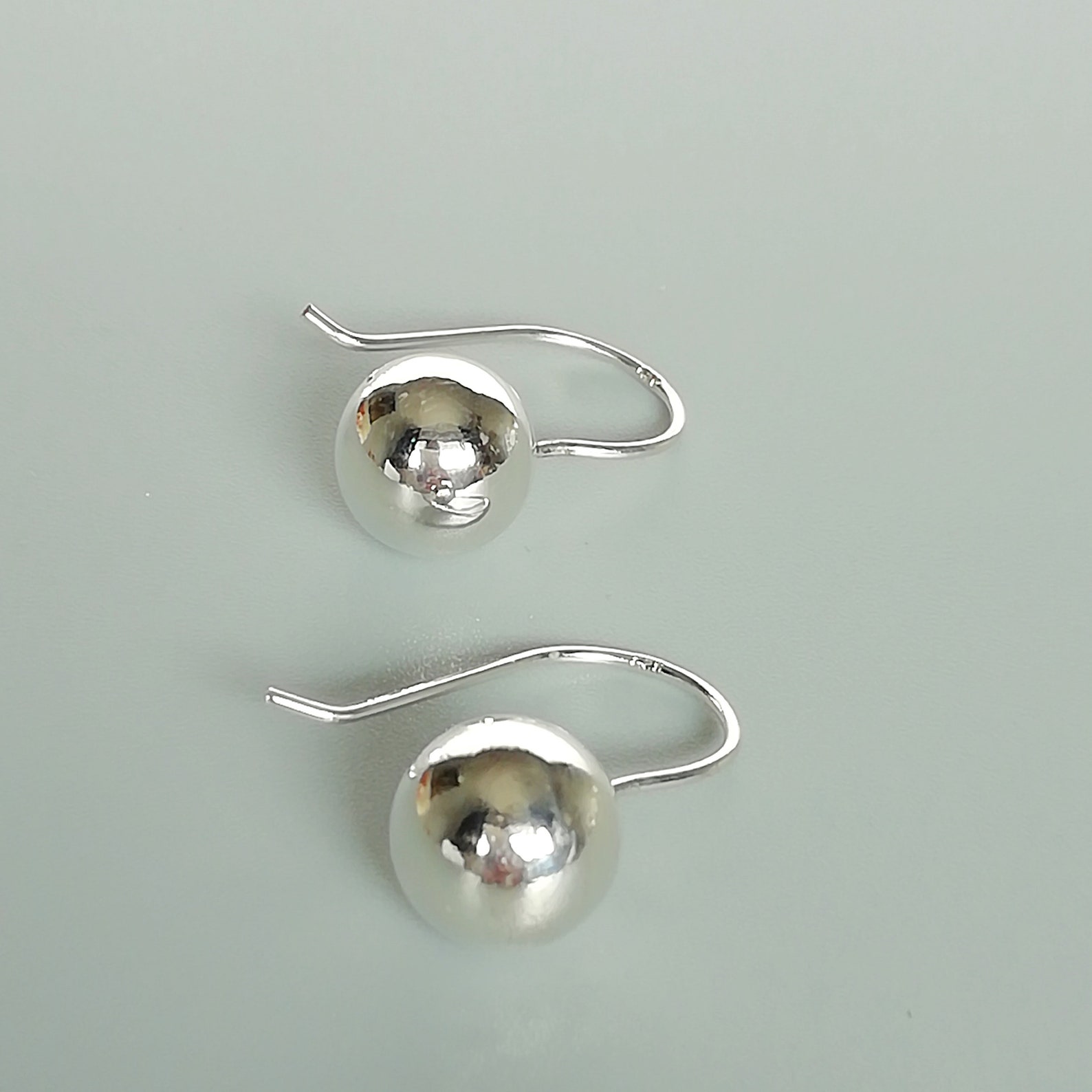 Sterling Silver Ball Earrings Sphere Ear Danglers 925 Etsy