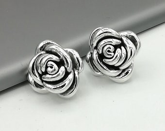 Rose earrings | Silver jewelry | Flower ear studs | Ear Accessories | Sterling silver | Earrings for her | Electro form earring | ESNF