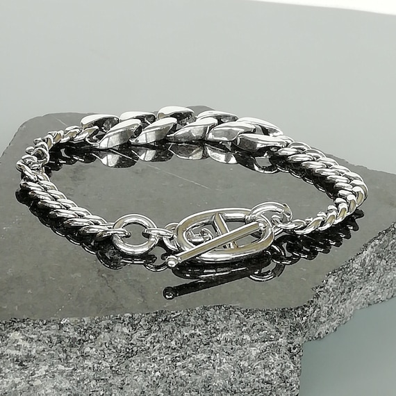 Sterling Silver Curb Chain Bracelet | Chunky Chain Link