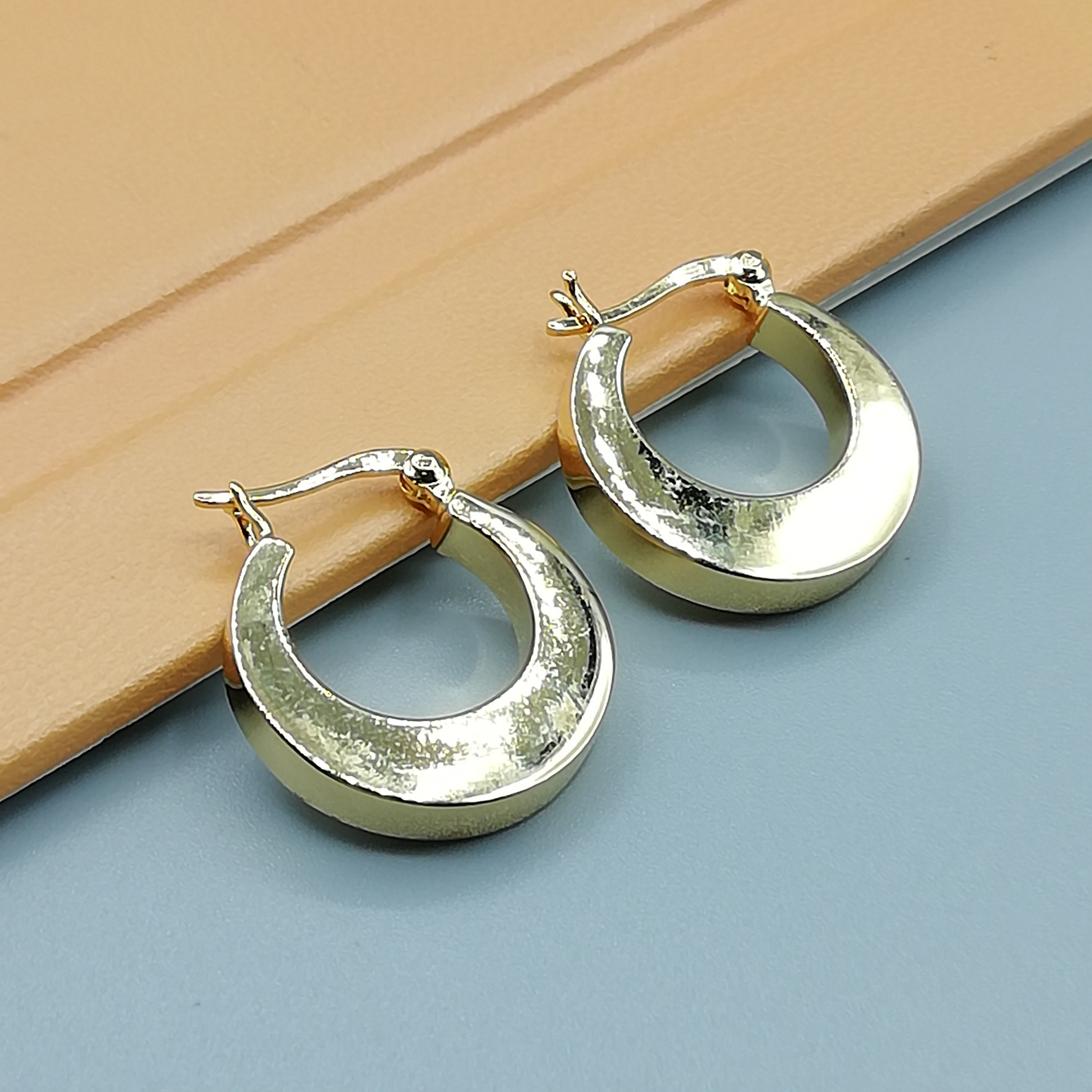 Chunky gold hoops Dramatic gold earrings Gold plated hoops Etsy