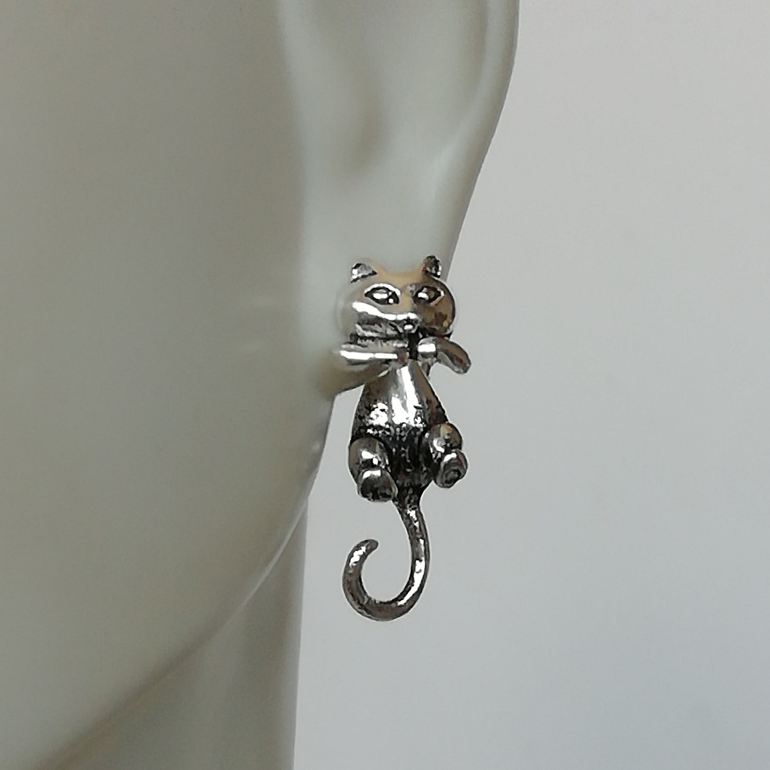 Sterling Silver Cat Ear Jacket Double Side Cat Ear Cuff Etsy