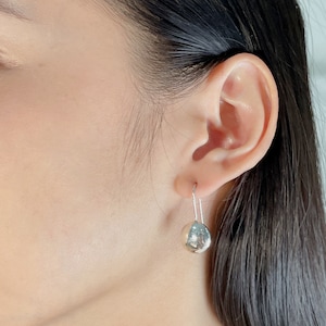 Round drop earrings | Sterling silver round earrings | Puffed disc earrings  | Silver jewelry | Drop earrings | Silver Gift earrings | E476