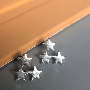 Three star ear studs | Tiny silver star earrings | Celestial earrings | Silver jewelry | Star jewelry | Silver ear studs | E458