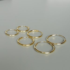 Gold hoop earrings set | 12,14,18 mm gold plated hoops | Gold hoops | Silver jewelry | Cartilage hoops | Endless hoops | Set 1 FRC/L/IT