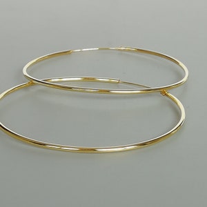 Large gold hoop earrings | 60 mm dramatic gold plated hoops | Gold hoops | Endless ear hoops | Silver hoops | E675