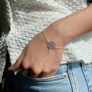 Sterling silver flower of life charm bracelet | Flower bracelet | Good luck bracelet | Silver chain bracelet | Wanderlust bracelet | BLN