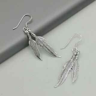 Orecchini Lunghi Bohemien Inilbran Con Occhio Del Diavolo, Foglie E Piume – Gioielli Vintage In Argento E Turchese Per Donna E Ragazza